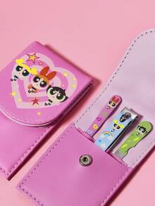 THE POWERPUFF GIRLS X SHEIN 4pcs Portable Nail Clipper Set With Storage Bag,Premium Stainless Steel Manicure Set ,Professional Beauty Kit Includes Nail Clipper & Portable Nail File & Ear Pick, Personal Care Set For Travel Or Home Use,Durable, Salon-Quality Tools For Easy At-Home Grooming.Pink.Y2K,Gift Ideas - Baby Pink - View 6