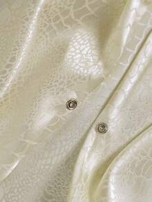 DreamSkyne Plus Size Jacquard Animal Print Satin Shiny Formal Shirt For Party & Elegant Occasions - Apricot - View 8