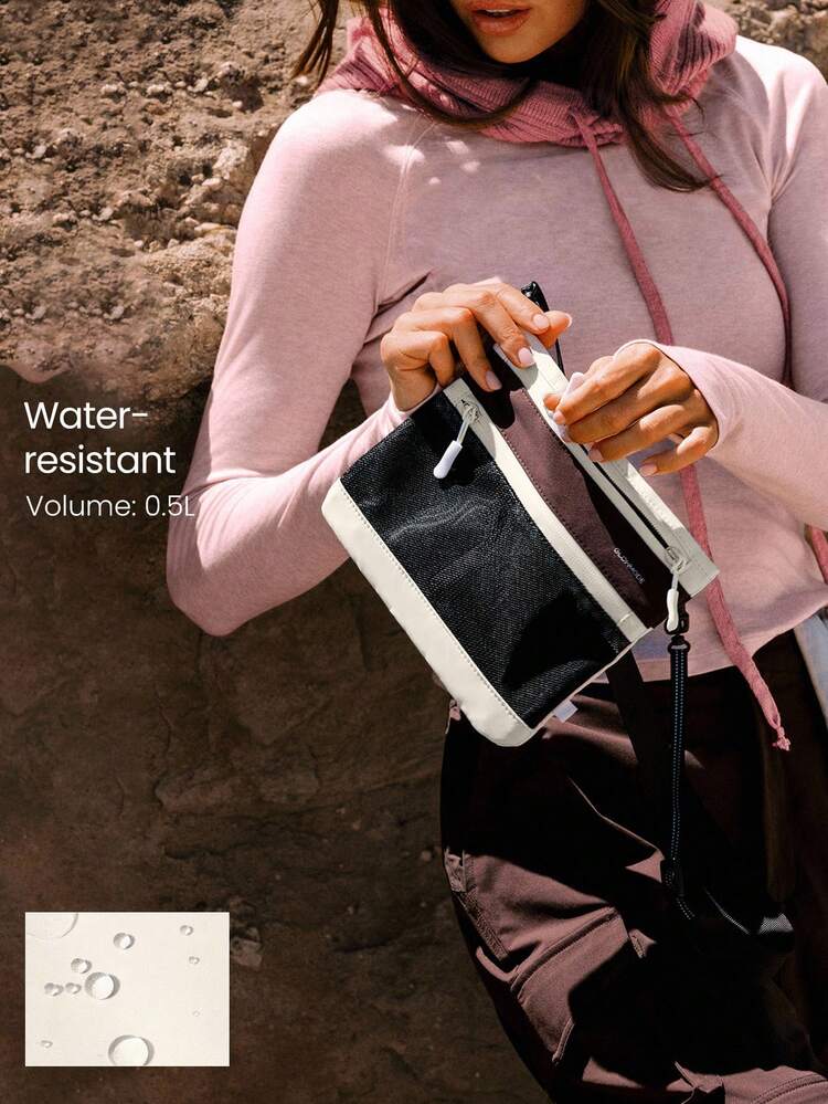 0,5 L Mode découverte Sac à bandoulière/sac de sport étanche avec fermeture éclair, poches en maille, sangles réglables. Idéal pour la randonnée, les voyages et l'usage quotidien