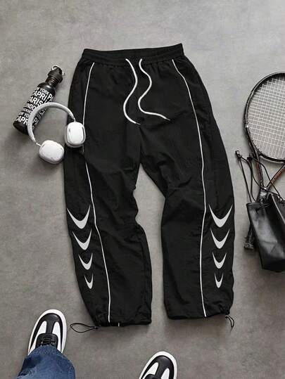 Sport MetroGents Herrbyxor med kontrastfärgade detaljer och grafiskt tryck och dragsko i midjan