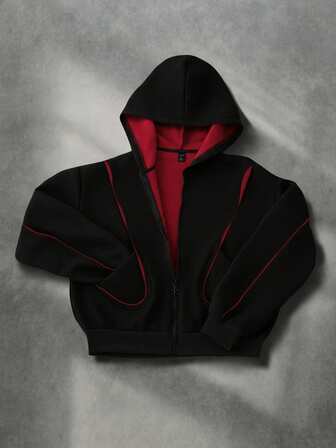 Street Life Sudadera de hombre con parches y contraste de colores, estilo callejero retro