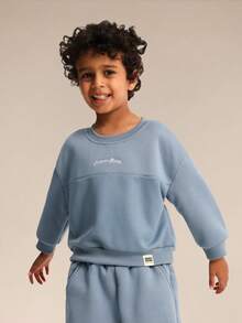 SUMWON Ensemble sweat-shirt à capuche et pantalon de jogging pour garçons avec capuche et poche centrale - Bleu azur - Voir 3