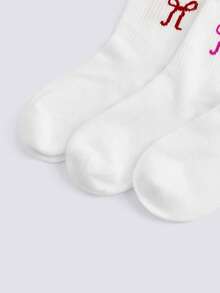 Loungeista 3 Paar Schleifenmuster Crew Socken, Lässig Alltagstragen, Herbst