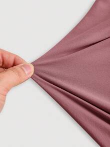 SHEIN MOD Canotta elegante da donna con collo a canottiera, plissettata e aderente, di colore unito - Rosa antico - Visualizzare 10