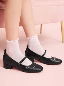 CUCCOO DOLLMOD Women's Black French Mary Jane Shoes, New Fairy Style Bow Decor Elegant Slip-On Flats - Black - View 4