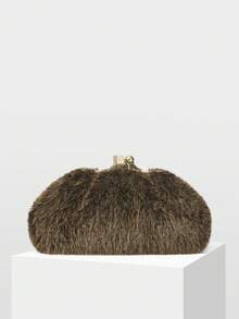 MOTF PREMIUM PLAID KISSLOCK CLUTCH - Coffee - View 2