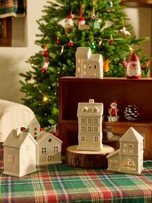 Cirelle 1 件白色陶瓷圣诞村房屋、圣诞村小雕像套装、圣诞屋、白色瓷器村庄城镇房屋、圣诞小镇场景桌面摆件 - 白色 - 查看 2