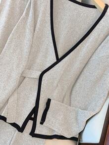 GlowEve CURVE Set Sweater Rajut Kasual Wanita Ukuran Besar, Musim Gugur/Musim Dingin - Aprikot - View 6