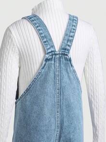 SHEIN ChillGRL 女童花卉、心形、彩虹涂鸦印花休闲舒适柔软牛仔连体裤