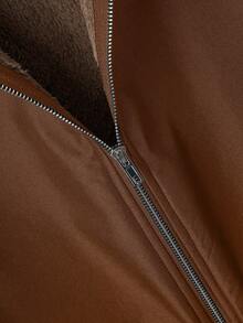 GlowEve Chaqueta larga regular con capucha esponjosa para mujer - Marrón - Ver 3