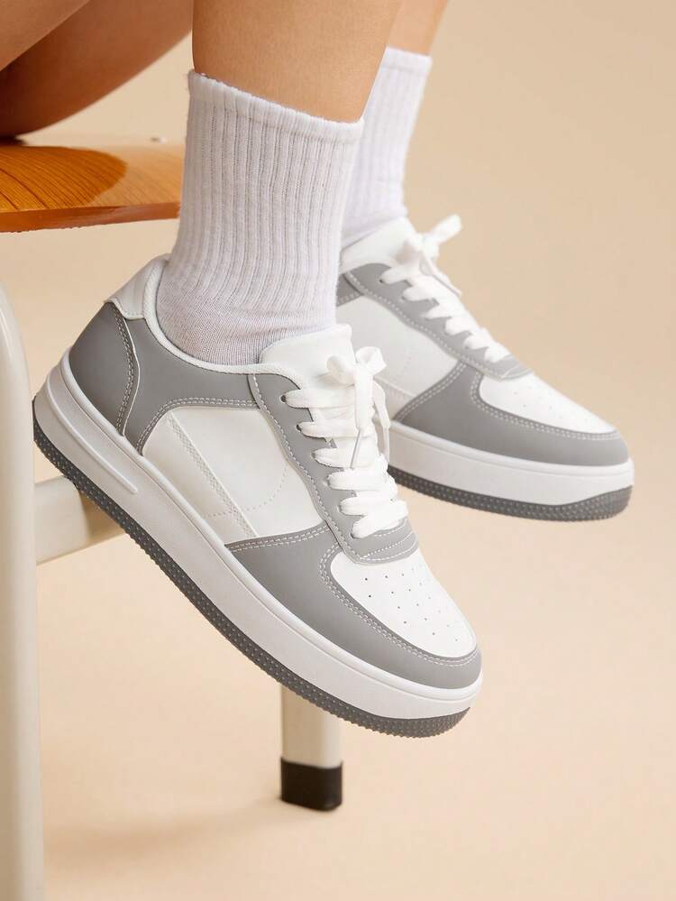 CUCCOO EASI Women's Fashionable Lace-Up Thick Sole Casual Shoes, Waterproof Platform Sneakers, Versatile For Spring And Autumn