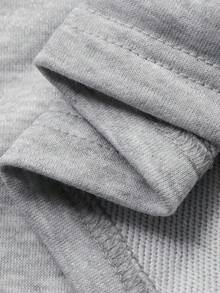 Dazy Plus 字母印花连帽收腰灯笼袖休闲卫衣裙，长款，秋冬款 - 灰色 - 查看 3