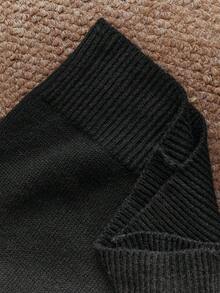 Anewsta Elegant Wool Blend Solid Color Fuzzy Fabric Crystal Rhinestone Collar Pullover Sweater, Autumn/Winter - Black - View 8