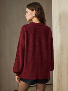 Arave Women's Loose-Fitting Floral Velvet Sweater With Beaded And Sequined Design, Perfect For A Modern Party Look, Winter Clothes For Women,  . - Burgundy - View 7