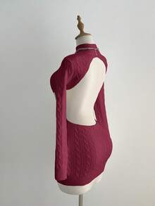 Elamini Sexy Backless Sweater Dress For Women - Burgundy - View 3