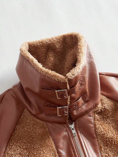 Street Life Men's Autumn/Winter Raglan Sleeve Zip-Up Faux Fur Collar Jacket