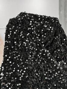 GalTyme Schwarzes Paillettenkleid in Übergröße, trägerlos, geeignet für Herbst/Winter, Weihnachten, Silvester, Thanksgiving, Partys, Hochzeiten, Strand, Abschlussfeiern, schick, elegant, lässig, Ausgehen, Dates, Termine, Pendeln, Schulanfang, Abschlussfeiern, formelle Anlässe, sexy