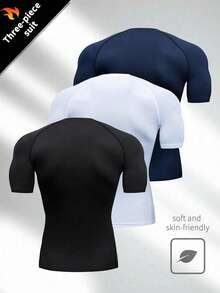 Manfinity Sport Corelite Men's Bull Print Slim Fit Short Sleeve Sports T-Shirt Workout Tops Gym Top Compression Shirt Breathable Fitted Shirt Crew Neck Compression Shirt Men - Multicolor - View 2