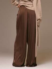 MUSERA Wide Leg Elasticated Waistband Satin Look Trousers Cool Girl, Streetstyle, Cute, Fall, Autumn, Winter