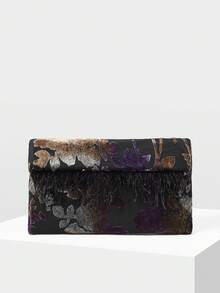 MOTF PREMIUM WOMEN'S FAUX FEATHER SQUARE CLUTCH - 多色絲絨 - 查看 2