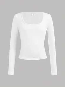 Girlism 4件套少女圆领长袖针织纯色修身百搭上衣，秋冬季百搭T恤 - 粉色 - 查看 5