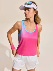 Exploreva Women's Fashionable Ombre Racerback Tank Top, Summer - Multicolor - View 5