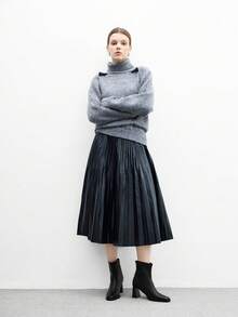 CUCCOO BIZCHIC 女士时尚方头粗跟拉链踝靴 - 黑色 - 查看 6