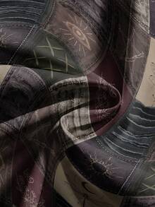 ROMWE Fairycore Plus Size Hippie Boho Cute Sun Moon Star Cross Dragonfly Wing Butterfly All-Over Print Loose Wide Leg Pants - Black - View 3