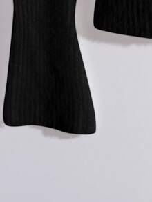 Franclia Suéter de punto con cuello con volantes y mangas largas acampanadas para mujer, elegante jersey asimétrico blanco francés para otoño/invierno, top de punto ajustado y elástico