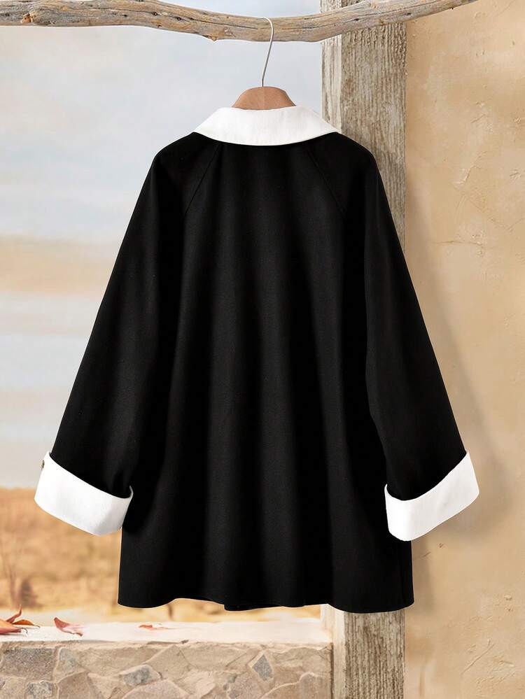 Women's Elegant Color Block Overcoat, Autumn/Winter