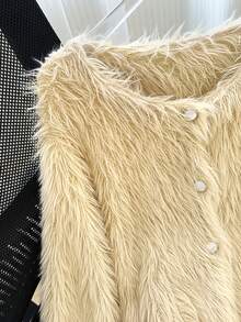 GlowEve CURVE Áo khoác cardigan màu trơn cỡ lớn thường ngày, Thu/Đông - Màu be - Xem 3