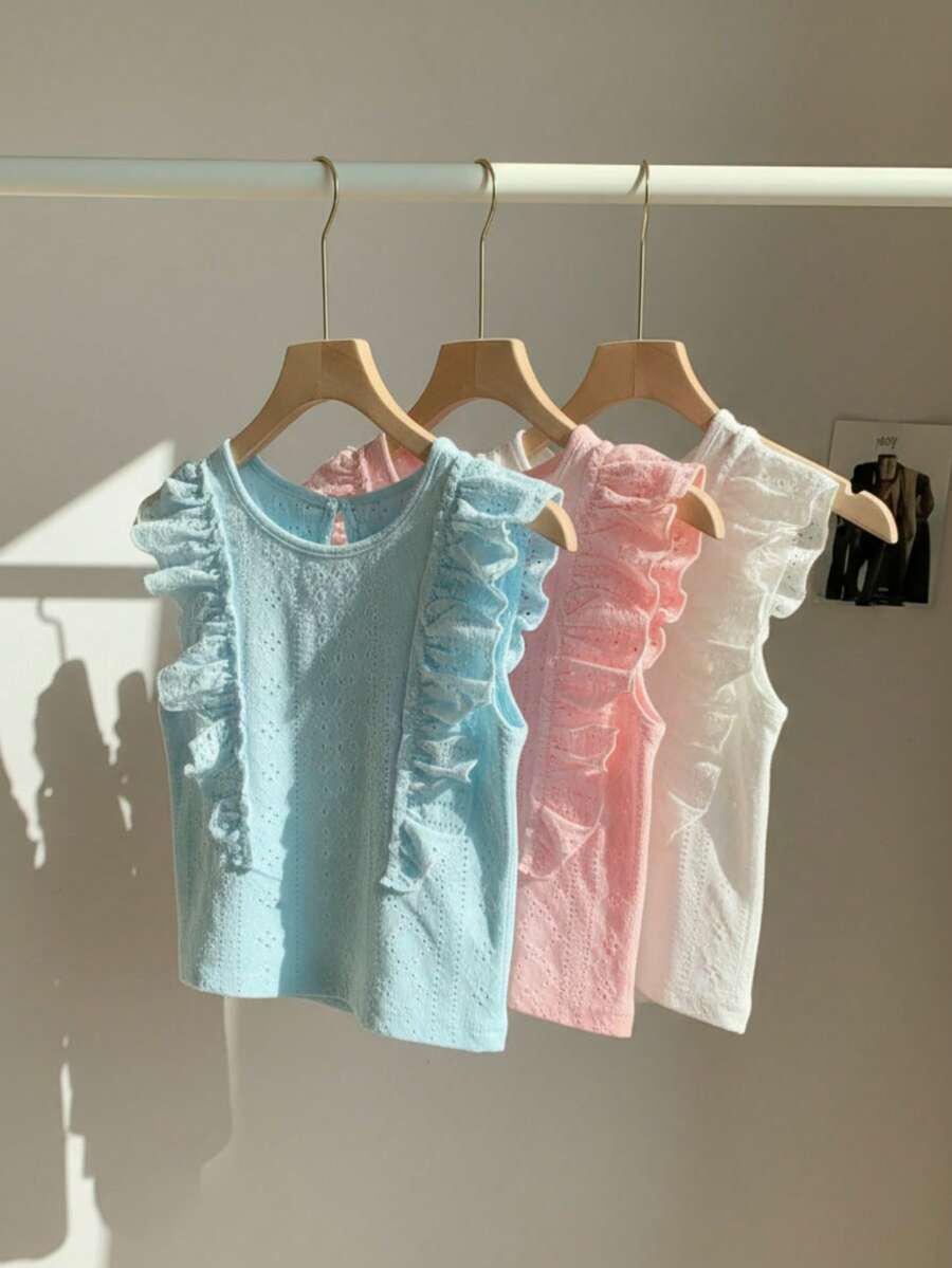 少女休闲优雅可爱提花针织上衣，适合度假、休闲和日常穿着 - 粉色 - 查看 1