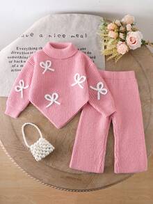 New Fashionable Versatile Cute Bow Knit Sweater & Flare Pants 2-Piece Set For Girls Pink Bow Baby Outfit Baby Girl Knitted Outfit Baby Girl Warm Sets Autumn And Winter Two Piece Suit Cozy Pixies Baby Girl Set Autumn And Winter Two Piece Suit Toddle 2 Piece Mommy And Me Clothes Set Two Piece Winter Outfits For Toddler Girl Knit Two Piece Toddler Baby Set Autumn Winter Season Fall Baby Outfit Knit Two-Piece Toddler Brown Baby Girl Outfit Baby Girls Brown Set Toddler Suit Baby Girl Knit Set Baby Girl Clothes Cardigan For Toddler Girl Toddler Girl Clothes Baby Girl Warm Sets Neutral Baby Clothes Unisex Vintage Winter Baby Clothes Baby Knitted Outfit Baby Knitted Romper