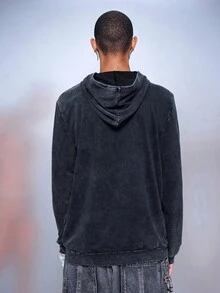 ROMWE MEN Black Jack X ROMWE Felpa con cappuccio da uomo con grafica retrò anime, adatta per autunno/inverno, top a maniche lunghe - nero - Visualizzare 3