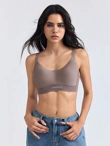 Loungeista 女士透气聚拢文胸，时尚内衣，轻薄性感内衣，无钢圈文胸，无缝文胸，舒适无钢圈文胸 - 咖啡棕 - 查看 5