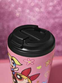 THE POWERPUFF GIRLS X SHEIN 12 Oz / 360 Ml  Vacuum Insulation Stainless Steel , Coffee Cup Leak-Proof Cover, Suitable For Hot Drinks / Cold Drinks, Suitable For Most Cup Holders,Gift Ideas - 粉色 - 查看 7