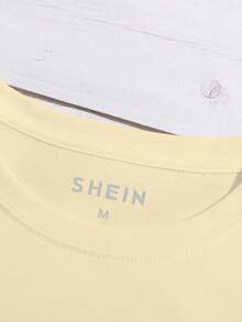 Franclia 女士休闲樱花印花短袖圆领T恤，夏季 - 淡黃色 - 查看 3