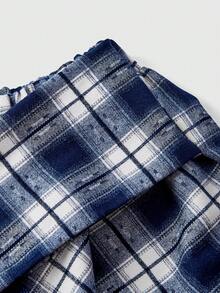 ROMWE Grunge Punk Kpop Grunge Vintage Plaid Lace-Up Asymmetrical Layered Skirt - Black - View 4
