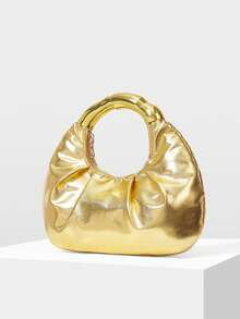 MOTF PREMIUM Túi xách nữ xếp ly thanh lịch với thiết kế nghệ thuật, phụ kiện cầm tay tinh tế, quà tặng năm mới. - Vàng - Xem 3