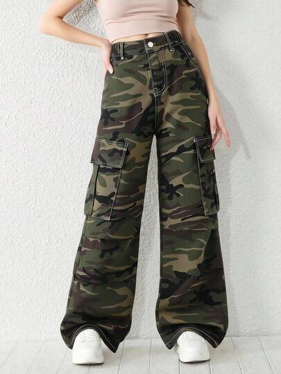 Tween Girls Y2K Style Denim Jeans, Loose Fit Cargo Pants With Multiple Pockets, Comfortable Soft Fabric, Fashionable Streetwear, Versatile For All Seasons