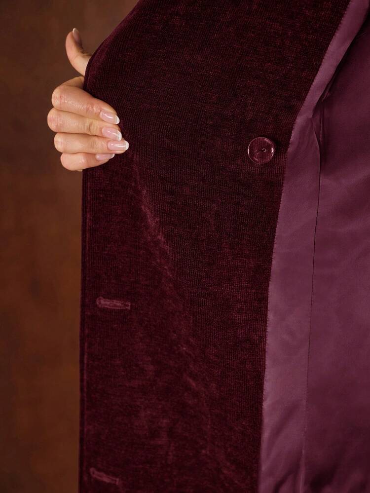 WOMEN'S CHENILLE BUCKLE BELTED MID-LENGTH TRENCH COAT, AUTUMN/WINTER