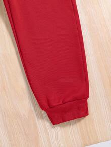 Conjunto de sudadera y pantalón de chándal con letras en relieve - Rojo - Ver 5