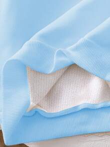 SHEIN Young Girl' Cute Cartoon Floppy Ear Blue Rabbit Print Sweatshirt, Autumn/Winter Fall - Multicolor - View 5