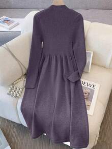 GlowEve 两件套：时尚圆领针织背心和针织连衣裙，优雅适合秋冬季节。 - 紫丁香色 - 查看 2