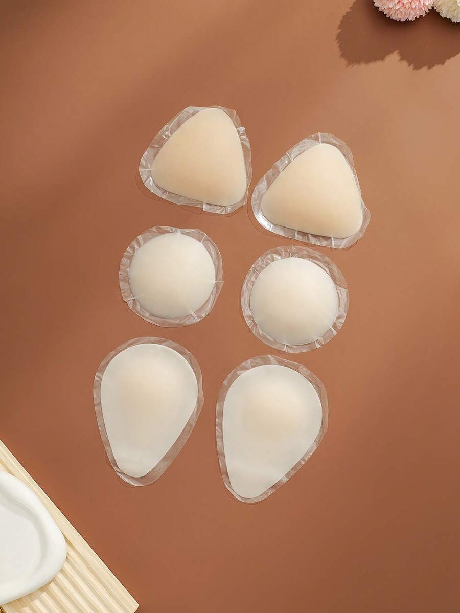 3 Pairs Women Skin-Friendly Silicone Nipple Covers In Different Shapes - Multicolor - View 1