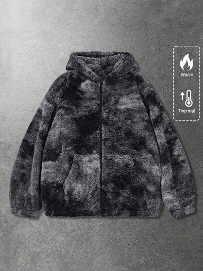 Street Life Manteau à capuche en polaire ample avec effet tie-dye pour hommes, automne/hiver