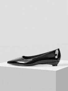 Mnmlis Zapatos planos de punta fina con correa de Mary Jane y espalda abierta de moda para mujer en color negro - Negro - Ver 3