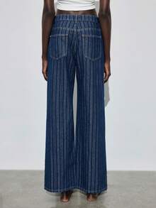 Maija Retro Striped Jeans, New Autumn/Winter Style, High-Quality Textured Blue Casual Straight Leg Pants Winter Old Money Style Jeans