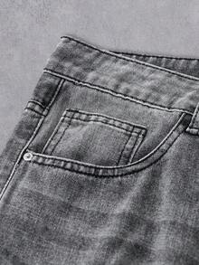 Manfinity Denimwave 男士纯色做旧口袋休闲百搭牛仔裤 男士叠层牛仔裤 - 淺灰色 - 查看 5