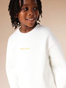 SUMWON Boys Skateboard Graphic Crew Neck Sweatshirt With Back Print Design Casual Pullover - White - View 4